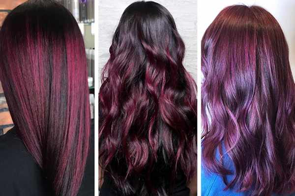Баклажановый цвет волос на темные волосы. Фото до и после