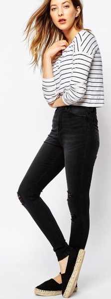 Чёрные джинсы с высокой талией. С чем носить, какие купить женские, для девочек