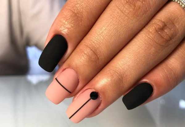 Дизайн ногтей бежевый с черным. Фото с рисунком, кружевом, матовый на короткие ногти
