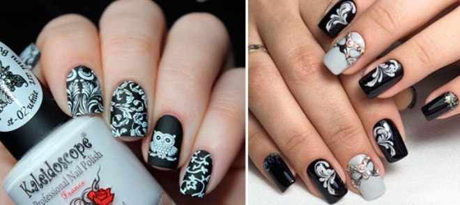 Черно-белый дизайн ногтей. Фото, модные тенденции: френч, омбре, с росписью
