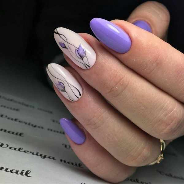 Фиолетовый маникюр на короткие ногти. Сочетание цветов, фото, новинки 2021 гель-лаком