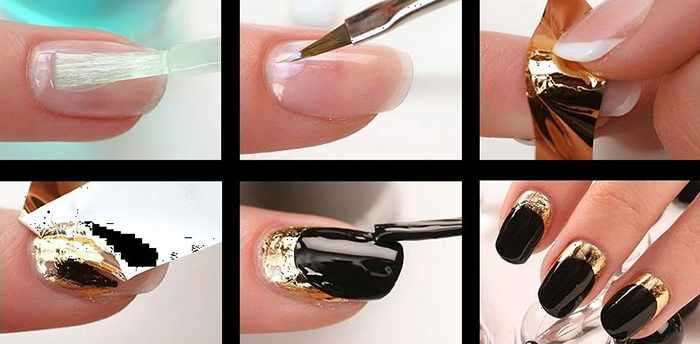 Как приклеить фольгу на ногти с/без клея на гель-лак. Инструкция, фото