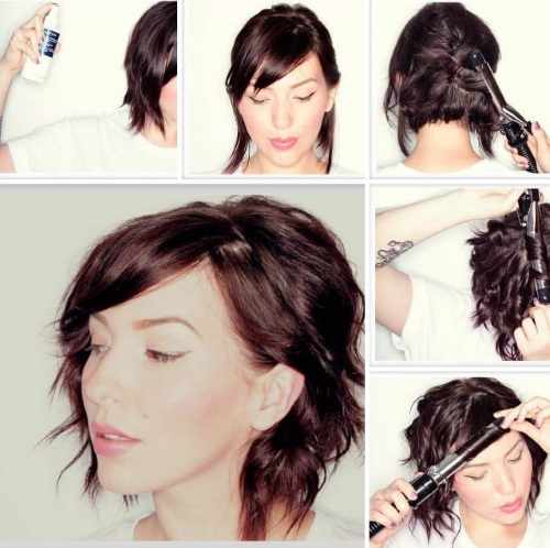 Красивые укладки на средние волосы с челкой, каре, боб. Фото, пошаговая инструкция