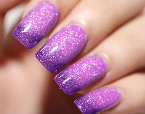Маникюр в фиолетовых тонах на короткие и длинные ногти гель-лаком, шеллаком. Фото