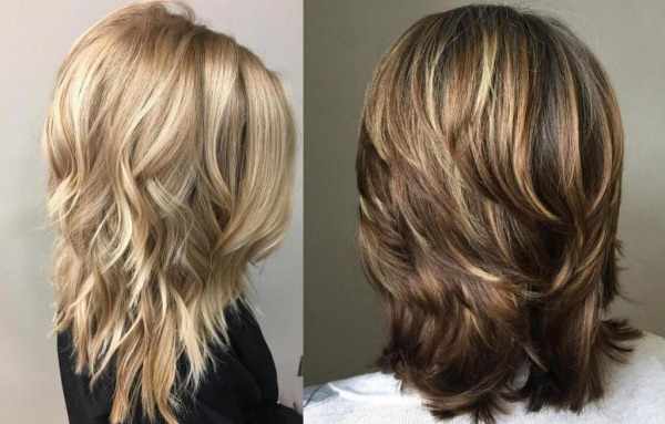 Многослойные стрижки на средние волосы. Фото, новинки 2021, вид спереди и сзади