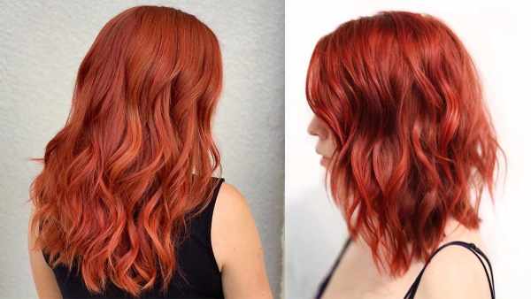 Огненно-красный цвет волос. Фото, краска на темные волосы
