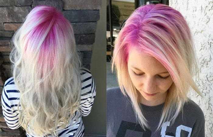 Розовые пряди на светлых волосах. Фото, как сделать на каре, средние, длинные волосы, с плетением