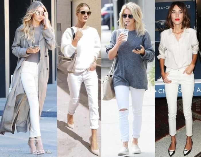 С чем носить белые джинсы летом и зимой, женские и мужские. Фото