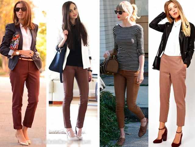 С чем носить коричневые брюки женщинам, мужчинам. Фото: вельветовые, кожаные, в клетку, с принтом, стрелками, узкие и широкие, классические