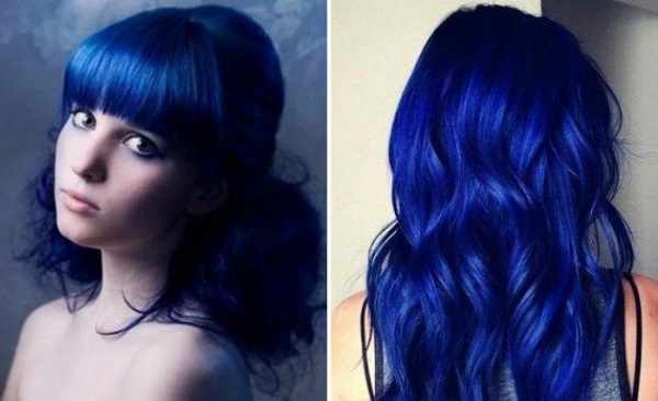 Синие волосы у девушек. Фото каре, короткая стрижка, средней длины