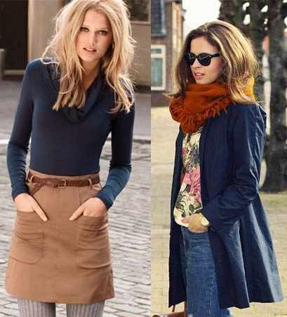 Сочетание синего и коричневого в одежде для женщин и мужчин. Фото, примеры образов