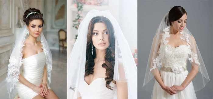 Свадебные прически на средние волосы с фатой: без челки, с челкой. Модные тенденции 2021