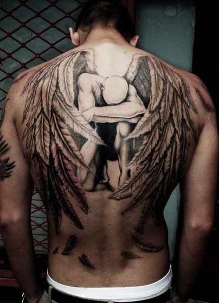 Тату Крылья (крыло) на спине – значение для девушек и мужчин. Фото