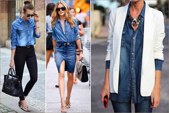 Женские джинсовые рубашки: фасоны, с чем носить. Модные луки 2021, фото и образы